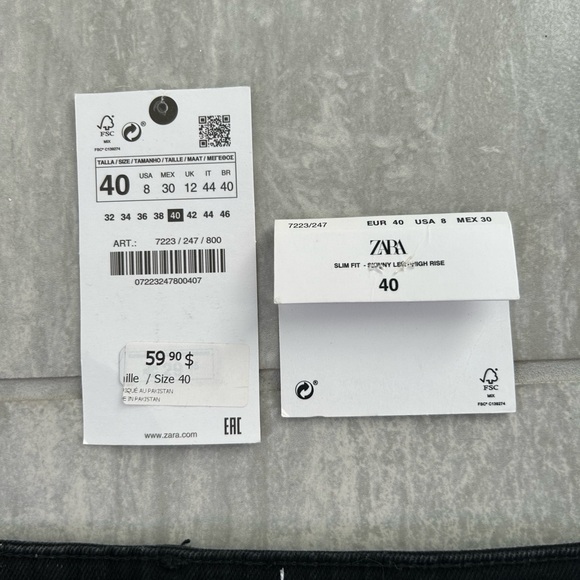 Brand new zara pants- the 80’s high waist skinny size 8 - Picture 4 of 4